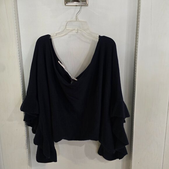 Lilly Pulitzer Tootsie Navy Blue Cotton Cashmere Ruffle Sleeve cardigan One Size - Picture 4 of 11